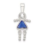 Sterling Silver Rhodium-plated CZ & September Glass Girl Pendant - Image 4