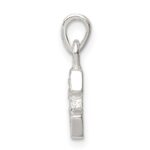 Sterling Silver CZ Letter E Initial Pendant - Image 2