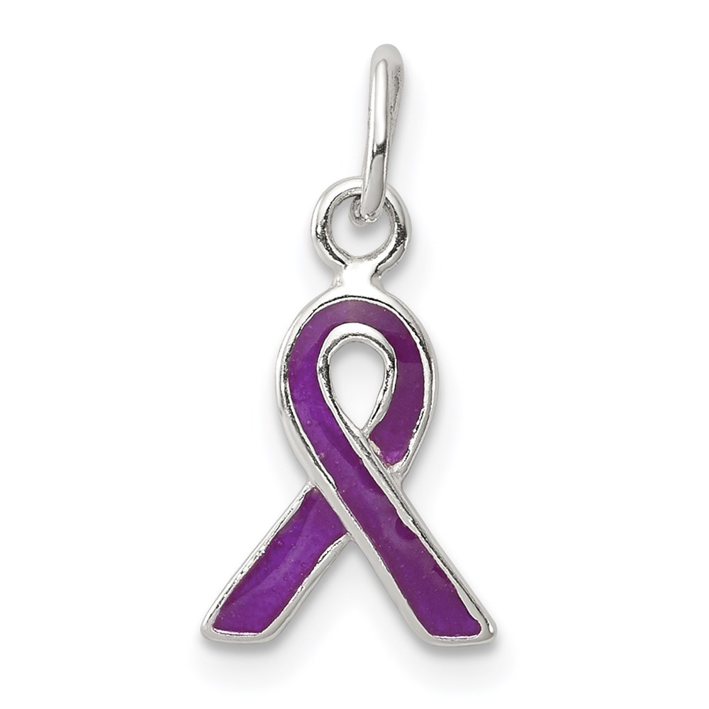 QC6838.jpg Sterling Silver Purple Enameled Awareness Charm - Image 1