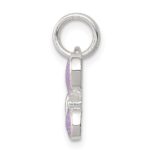 Sterling Silver Rhodium-plated Purple Enamel Polished Butterfly Charm - Image 2