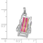 Sterling Silver Rhodium-platedEnamel Beach Chair Charm - Image 4