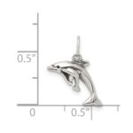 Sterling Silver Antiqued Dolphin w/Baby Charm - Image 3