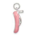 Sterling Silver Polished Enamel Ballet Slipper Pendant - Image 2