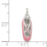 Sterling Silver Polished Enamel Ballet Slipper Pendant - Image 3