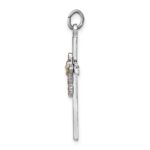 Sterling Silver Platinum-plated Polished Epoxy & Gold-plated Cross Pendant - Image 2