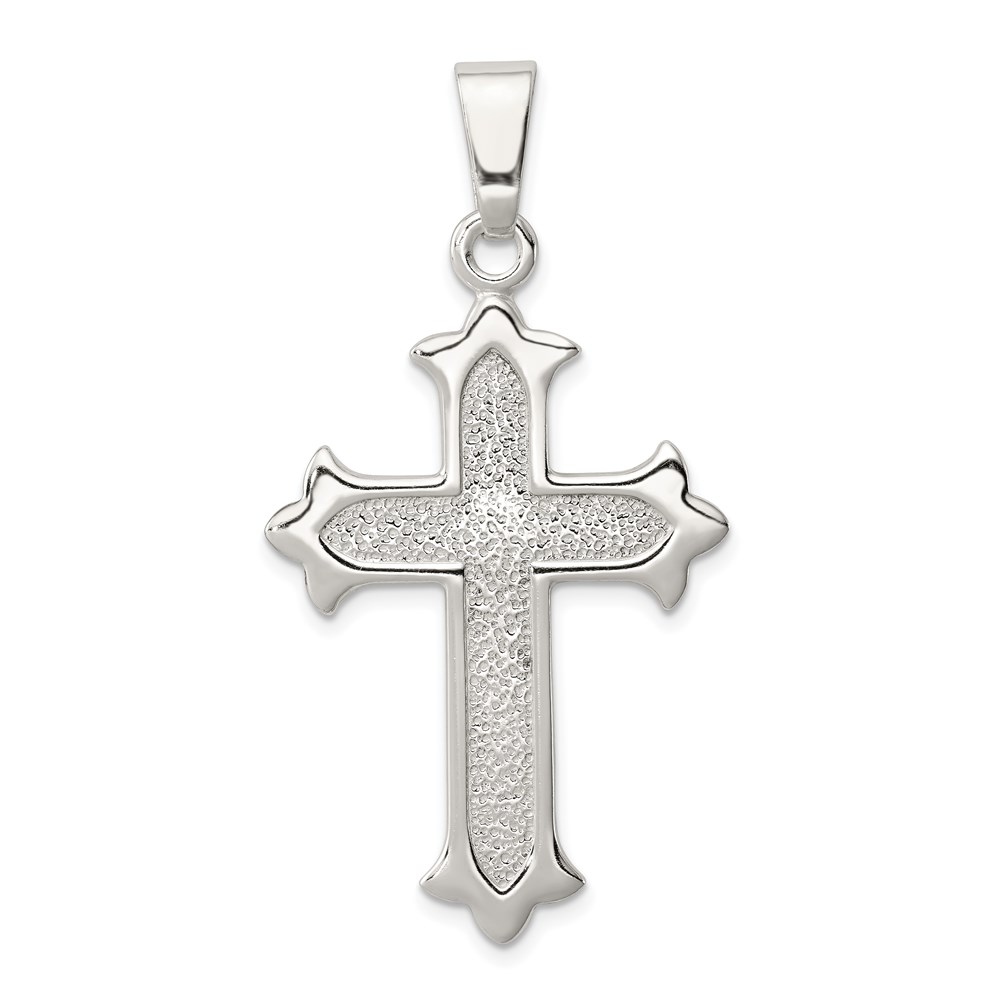 QC7250.jpg Sterling Silver Polished and Textured Cross Pendant - Image 1