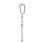 Sterling Silver Polished Matte Center Finish Cross Pendant - Image 2