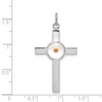 Sterling Silver Platinum-plated Polished & Epxy Cross w/Mustard Seed Pendan - Image 4