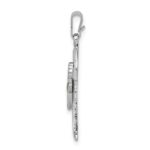 Sterling Silver Platinum-plated Cross with Epoxy Rose Center Pendant - Image 2