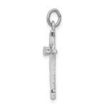 Sterling Silver Platinum-plated Cross with CZ Center Pendant - Image 2