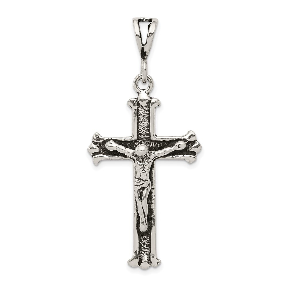 QC7358.jpg Sterling Silver Antiqued Crucifix Charm - Image 1