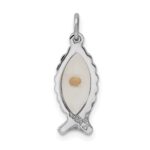 Sterling Silver Platinum-plated Epoxy Ichthus w/Mustard Seed Pendant - Image 3