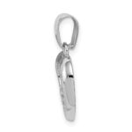 Sterling Silver Rhodium-plated CZ Open Double Heart Pendant - Image 2