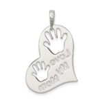Sterling Silver Polished Love My Mom Heart Pendant - Image 4