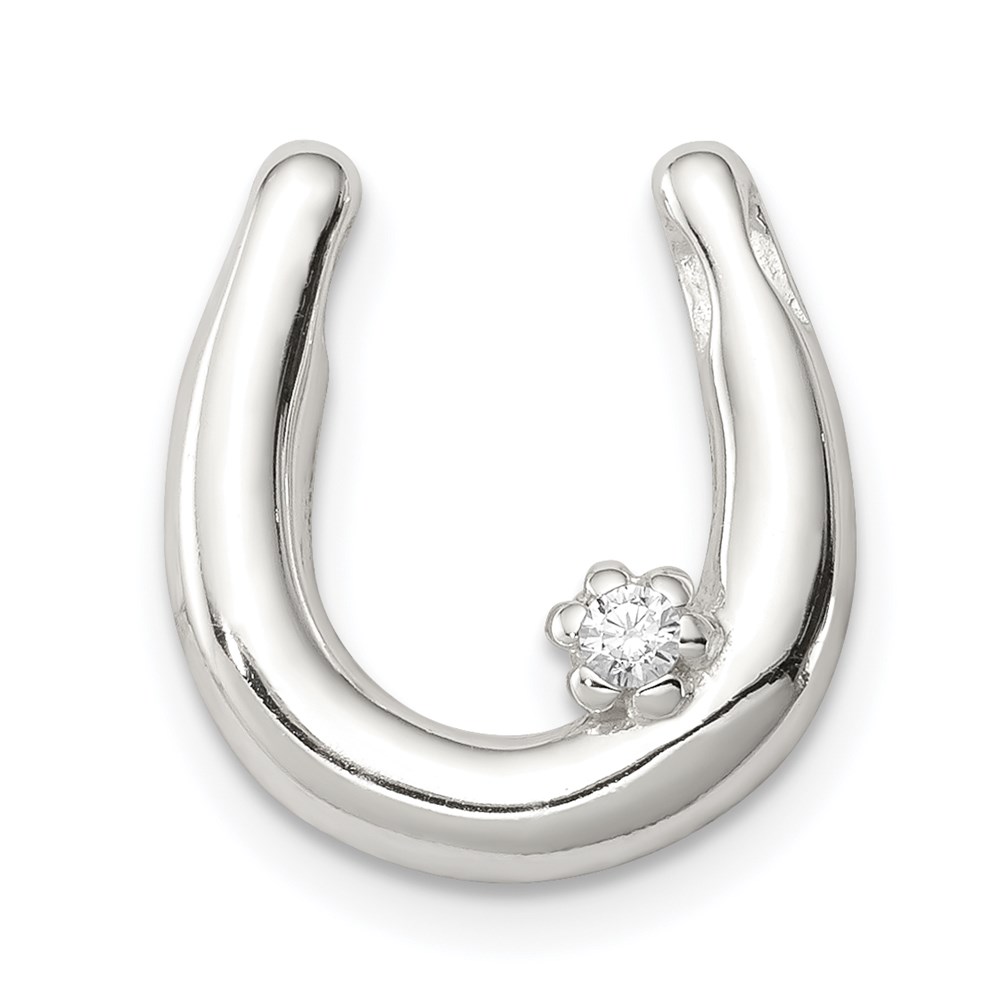 QC7617.jpg Sterling Silver CZ Horseshoe Pendant - Image 1