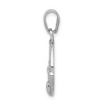 Sterling Silver Rhodium Plated CZ Claddagh Pendant - Image 2