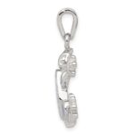 Sterling Silver Rhodium-plated Blue Inlay Created Opal Frog Pendant - Image 2