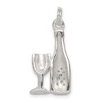 Sterling Silver CZ Wine/Champagne Bottle/Glass Charm Pendant - Image 4