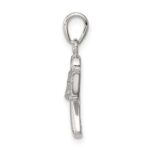 Sterling Silver Rhodium-plated Angel w/ CZ Wings Pendant - Image 2