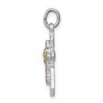 Sterling Silver Platinum-plated Polished Epoxy & Gold-plated Cross Pendant - Image 2