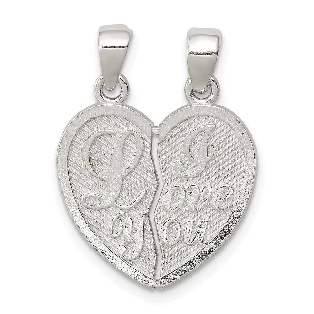 QC8106.jpg Sterling Silver Polished Mini I Love You Break Apart Heart Pendant - Image 1