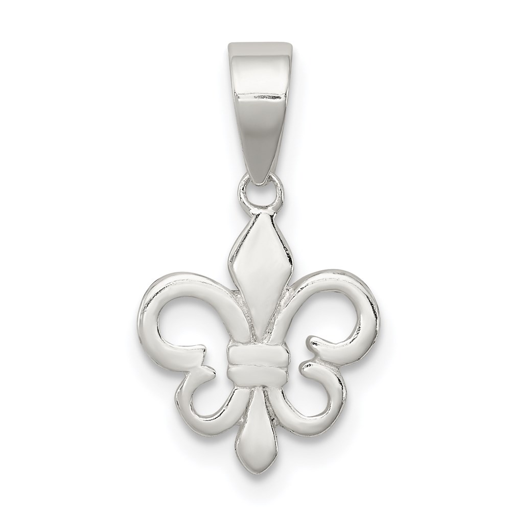 QC8110.jpg Sterling Silver Polished Fleur De Lis Pendant - Image 1