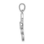 Sterling Silver Rhodium-plated CZ Fleur de Lis Pendant - Image 2