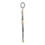 Sterling Silver, Gold-tone, Blk Rhod Criss Cross Design Cross Pendant - Image 2