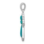 Sterling Silver Rhodium-plated Polished Imitation Turquoise Cross Pendant - Image 2