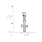 Sterling Silver Rhodium-plated Polished CZ Cross Pendant - Image 4