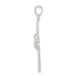 Sterling Silver Polished and Textured Cross w/ Heart Pendant - Image 2