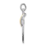 Sterling Silver Platinum-plated & Gold-tone Polished Cross w/Heart Pendant - Image 2