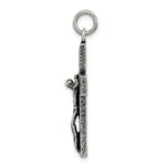 Sterling Silver Antiqued Squared Cross Crucifix Pendant - Image 2