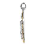 Sterling Silver Platinum-plated & Gold-tone INRI Crucifix Cross Pendant - Image 2