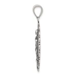 Sterling Silver Antiqued Religious Ruffled Circle Pendant - Image 2