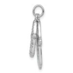Sterling Silver Rhodium-plated Enamel Hamsa w/CZ pendant - Image 2