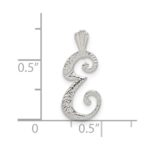 Sterling Silver Polished & Textured Letter E Initial Chain Slide - Image 4
