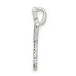 Sterling Silver Polished & Textured Letter V Initial Chain Slide - Image 2