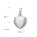 Sterling Silver Rhodium-plated Satin Heart Pendant - Image 4