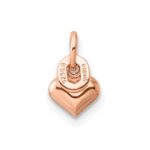 Sterling Silver Rose-tone Polished Puffed Heart Pendant - Image 3