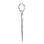 Sterling Silver Polished & Textured 'Mom' Engraved Heart Pendant - Image 2