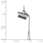 Sterling Silver Rhodium-plated Graduation Cap w/Black CZ Pendant - Image 4