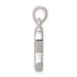 Sterling Silver Polished Pink Enameled Ribbon Pendant - Image 2