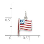 Sterling Silver Polished Enamel American Flag Pendant - Image 3