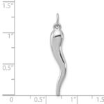 Sterling Silver Rhodium-plated Polished Italian Horn Pendant - Image 4