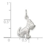 Sterling Silver Polished and Textured Dog Pendant - Image 3