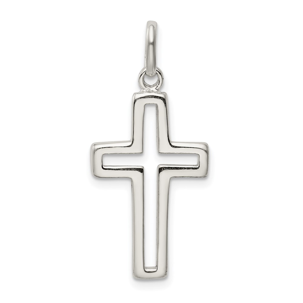 QC9028.jpg Sterling Silver Cut-out Cross Charm - Image 1