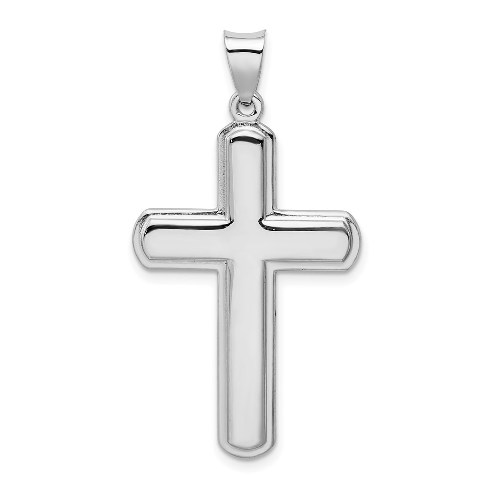 QC9031.jpg Sterling Silver Rhodium-plated Polished Cross Pendant - Image 1
