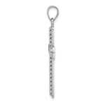 Sterling Silver Rhodium-plated Textured & Polished Cross Pendant - Image 2