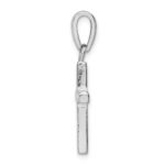 Sterling Silver Rhodium-plated White Lab Created Opal Cross Pendant - Image 2